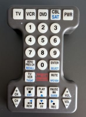 Large I-shaped remote with big buttons